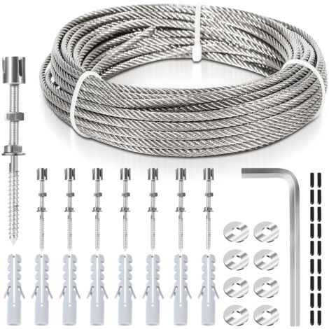 EINFEBEN Treillis métallique pour plantes Support pour plantes grimpantes kit de suspension de corde en acier inoxydable 12m