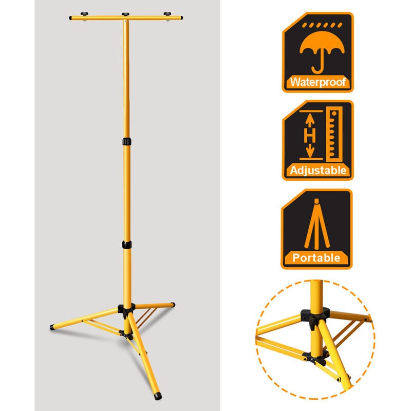 Einfeben - Trépied pour projecteur led, Projecteur de chantier à led trépied ajustable-Jaune