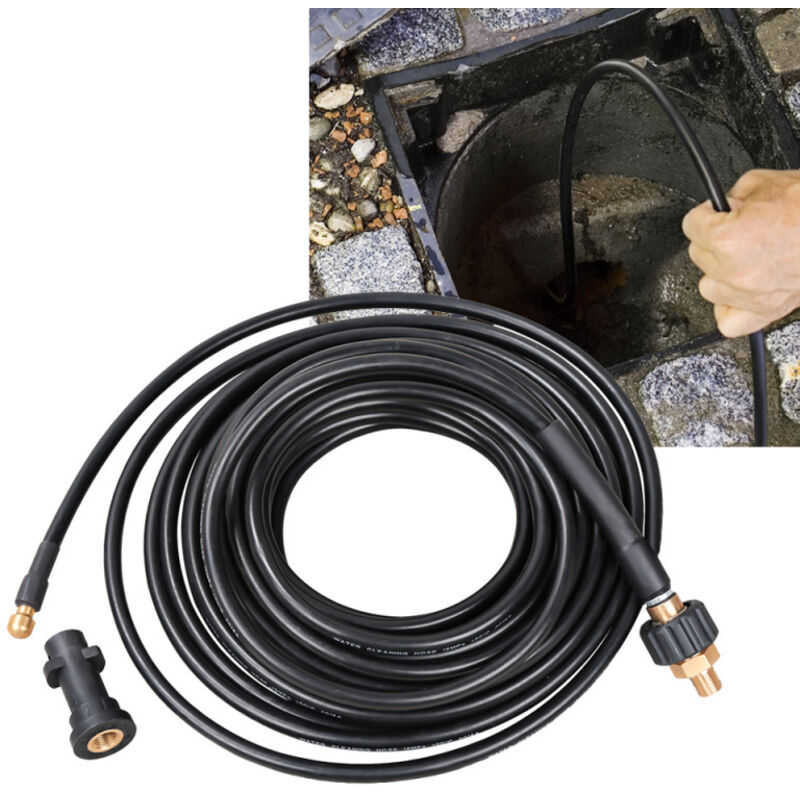 Einfeben - Tuyau pour nettoyeur haute pression Tuyau déboucheur flexible noir Nettoyage de 10m