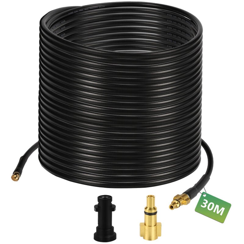 Einfeben - Tuyau pour nettoyeur haute pression Tuyau déboucheur flexible noir Nettoyage de 30m