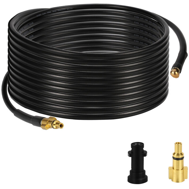 Einfeben - Tuyau pour nettoyeur haute pression Tuyau déboucheur flexible noir Nettoyage de canalisations 15m