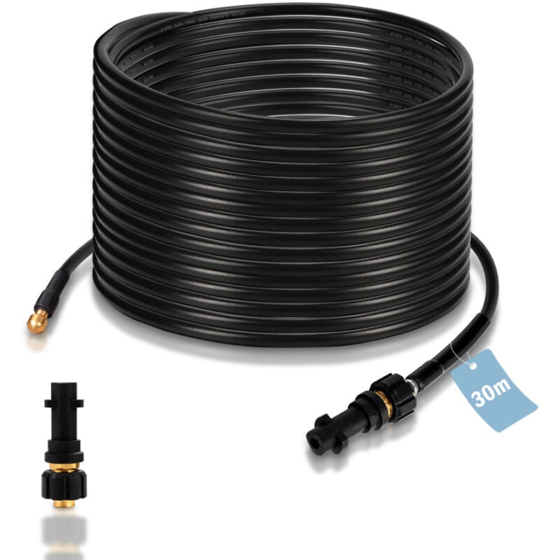 Einfeben - Tuyau pour nettoyeur haute pression Tuyau déboucheur flexible noir Nettoyage de canalisations 30m