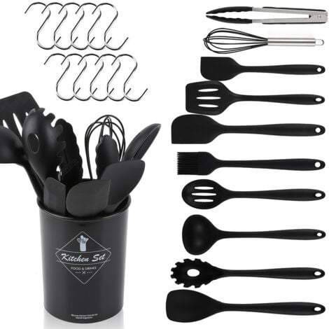 EINFEBEN Ustensile de Cuisine en Silicone avec Support, Outils de Gadget Résistant à la Chaleur Antiadhésif Non Rayures sans BPA - 12 Pcs