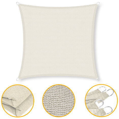EINFEBEN Voile d'ombrage triangle balcon protection solaire marquise camping 5 x 5m protection UV - crème