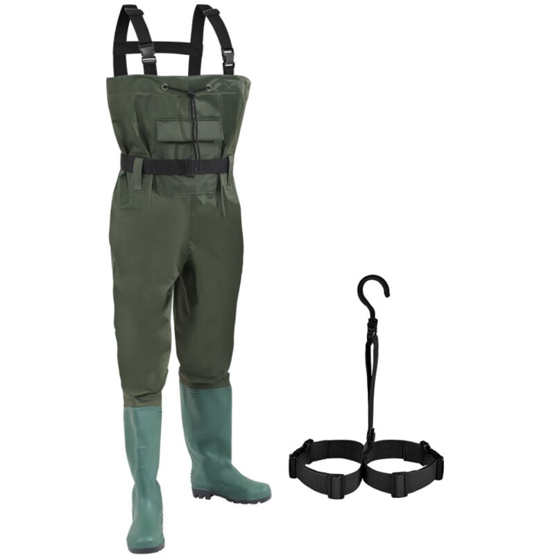 Einfeben - waders deniers nylon poisson étang de pêche pantalon imperméable pêcheur étang pantalon en caoutchouc avec bottes 44 avec crochet