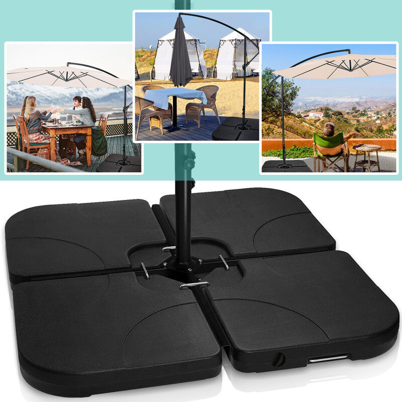 4 dalles à lester Pied de parasol support parasol maintien-Noir- 50x50cm-80kg - Einfeben