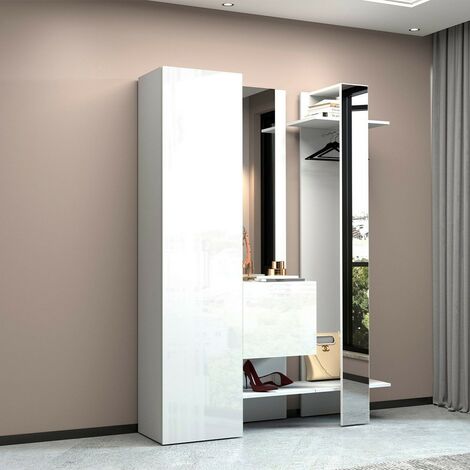 WEB FURNITURE Eingangsmöbel Set Schuhschrank Garderobe 2 Spiegel Guapa