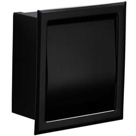 Eingebauter Toilettenpapierhalter aus mattschwarzem Edelstahl, an der Wand montierter Toilettenpapierrollenhalter