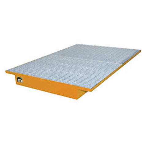 Einhängewanne 200l L1750xB1250/915xH160mm Stahlbl.m.Gitterrost gelborange BAUER