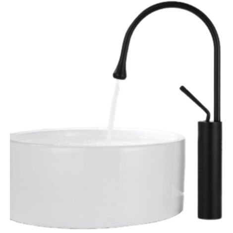 Einhebel-Waschtischarmatur für Warm- und Kaltwasser, elegantes schwarzes Tropfendesign, flexibler Schlauch inklusive, moderne Mischbatterie fürs Badezimmer