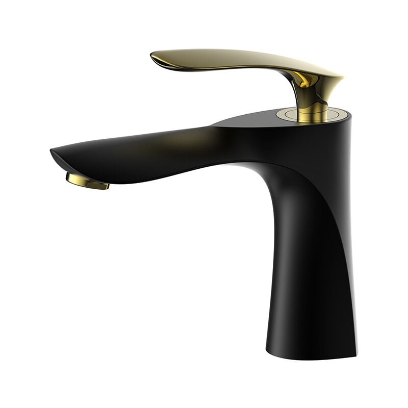 Single Lever Basin Mixer High Top Bathroom Faucet Black Theme Gold Chrome Handle Brass Single Lever Mixer