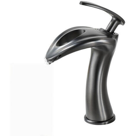 Einhebel-Wasserfall-Waschtischarmatur, Messing-Waschtischarmatur mit Brausepistole – Grau