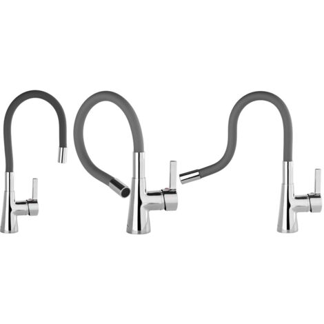 Einhebelmischer Spühltischbatterie Küchenarmatur Wasserhahn Spühltischarmatur Flexibler Auslauf Schwenkbar versch. Farben +grau
