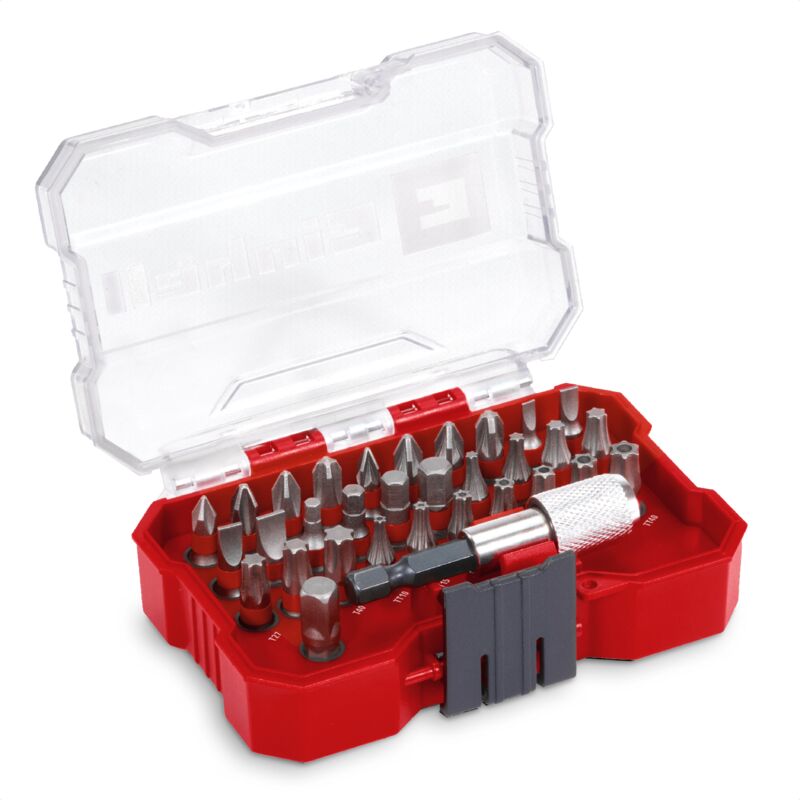 Set xs-case Coffret de 32 embouts de vissage (embouts S2 de 25 mm, porte-embouts à changement rapide de 60 mm, adaptateur avec entraînement hexagonal vers 1/4') - Einhell