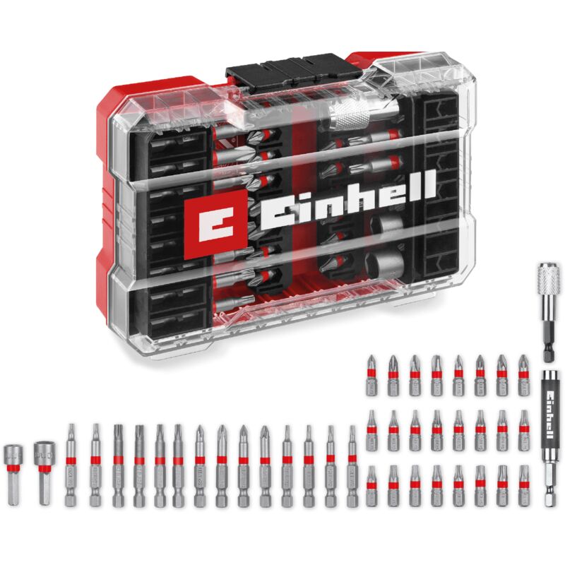 Einhell - Set m-case Coffret de 42 embouts de vissage (embouts S2 de 25 mm, embouts S2 de 50 mm, support magnétique, clé à douille, support d'embouts à changement rapide)