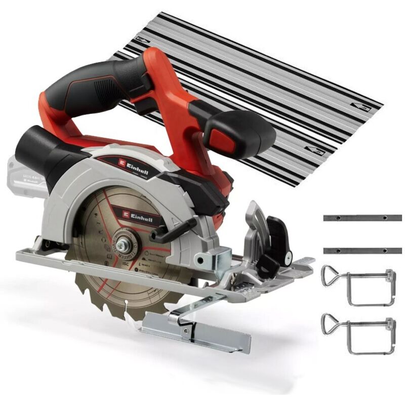 Einhell 18v Cordless Circular Saw 150mm TE-CS 18/150 Li Bare + 2x1.0m Guide Rail