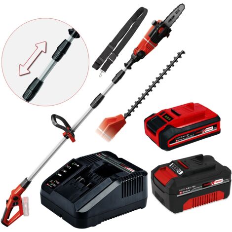 Einhell 18v PXC Cordless Long Reach Pole Saw Pruner + Hedge Trimmer + 2X Battery