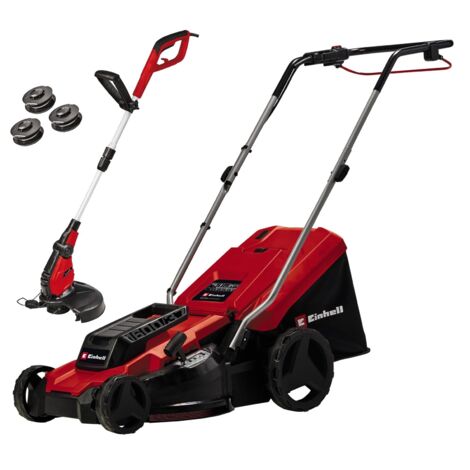 Einhell 37cm Lawnmower 1600W Corded Electric + Corded Garden Strimmer 30cm 450w
