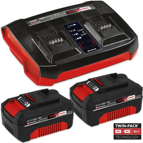 Einhell 4512112 PXC Starter Kit - 2 x 4.0ah Batteries and Twin Charger