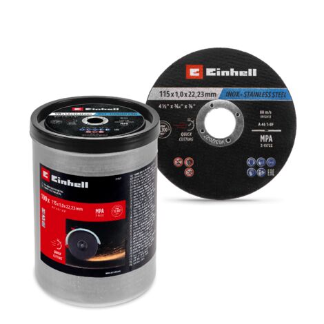 Einhell  711527 Trennscheiben-Set 115 mm 100 St. Metall, Edelstahl, Stahl, Blech