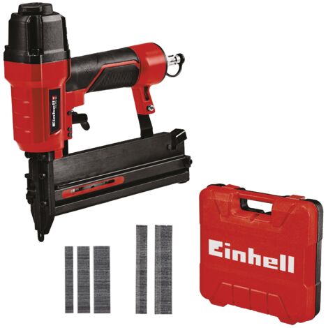 Einhell Agrafeuse pneumatique TC-PN 50 (appareil 2-en-1 combinant agrafeuse et cloueuse, avec 1 500 agrafes et 2 000 clous, burette d’huile (huile non fournie), raccord, coffret de transport)