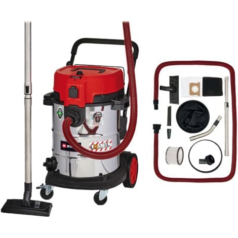 Einhell Aspirateur de chantier TE-VC 2350 SACL (1 600 W, Cuve 50L, classe de poussières L, pour des poussières de valeurs MAK1 mg/m³) Vendu avec plusieurs buses et filtres