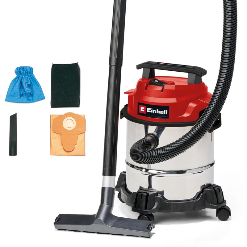 Einhell Aspirateur eau et poussière tc vc 18121 cuve de 12 capacité d'aspiration de 180 mbar Livré avec suceur plat et buse combinée filtre en mousse sac