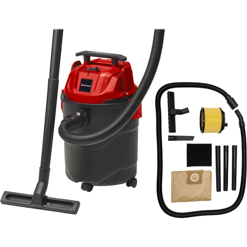 Einhell Aspirateur eaux et poussières tc vc 1820 1 cuve de 20 capacité d'aspiration de 180 mbar Livré avec buses filtres et sac
