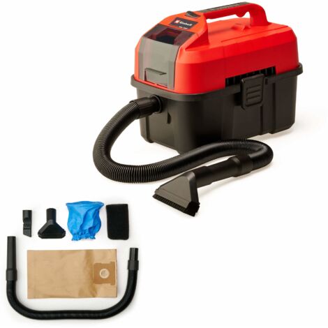 Einhell Aspirateur eaux et poussières sans fil TE-VC 18/10 Li-Solo PXC (18V, avec tuyau d’aspiration 2 m, Livré avec accessoires) Livré sans Batterie ni Chargeur