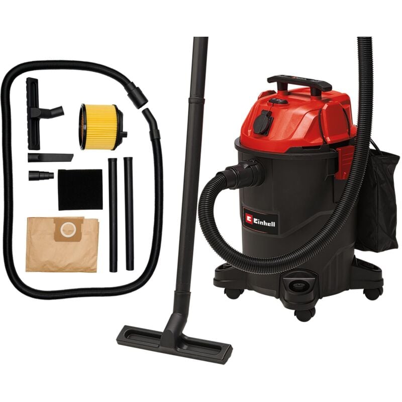 Einhell Aspirateur eaux et poussières tc-vc 1825 a (1 250 w, cuve de 25 l, capacité d'aspiration de 180 mbar) Livré avec buses, filtres et sac