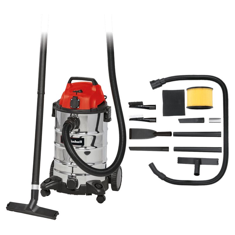 Aspirateur eaux et poussières tc-vc 1930 sa Kit (1500W, Cuve inox 30L, Prise Synchro oep) Livré avec accessoires - Einhell
