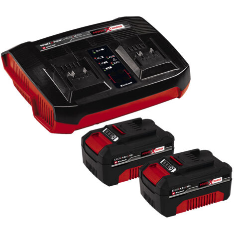 Einhell Batterie 18V + Doppellladegerät mis PXC Starter Kit 2x batterie 4,0Ah & Twin Kit Chargeur