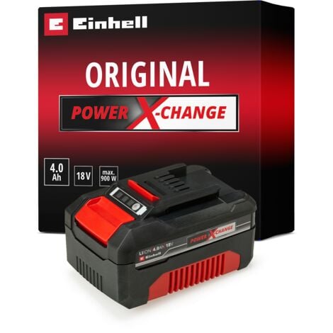 Einhell Batterie 4,0 Ah Power X-Change (18V, Li-Ion, Témoin de niveau de charge)