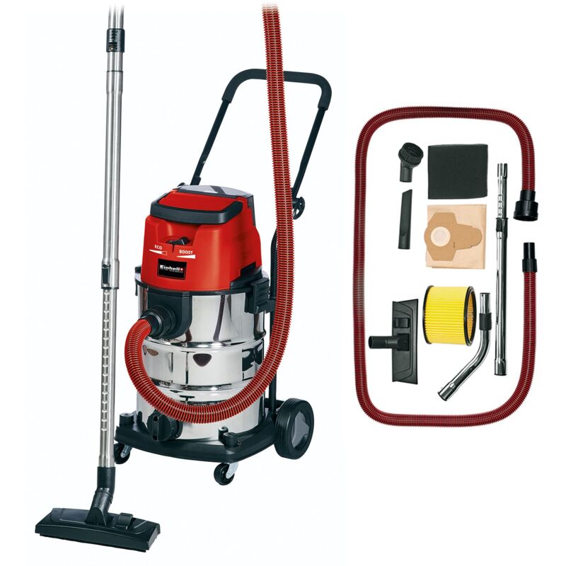 Einhell - Aspirapolvere senza fili te-vc 36/30 Li S-Solo Power X-Change (ioni di litio, 36 v, eco/boost, serbatoio da 30 l, tubo incluso, senza
