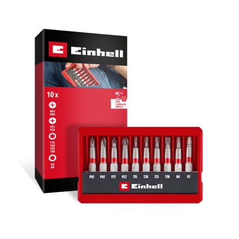 Einhell Bit Taschenbox 10tlg 118643 Bit-Set  TORX, PH, PZ, Innen-Sechskant