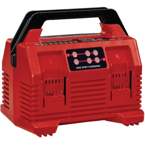 Einhell Chargeur Power X-Quattrocharger 4A Power X-Change (li-ion, 18V, charge simultanée de 2 batteries, indicateur d’état LED 6 positions)