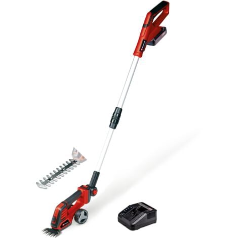 Einhell Cisaille à gazon, taille-buissons sans fil GE-CG 18/100 Li T Kit Power X-Change (18V, rallonge télescopique, Poignée avec 5 positions) Livré avec 1 Batterie 2,5 Ah et un Chargeur
