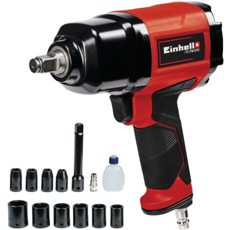 Einhell Clé à chocs pneumatique TC-PW 610 (couple max. 610 Nm,10 douilles, flacon d'huile (vide), raccord, rallonge de 125 mm))