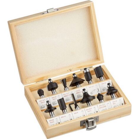 Einhell – Coffret de 12 fraises à queue 8 mm – Fraises pour défonceuse et affleureuse – Pour bois dur – Coupe nette sans éclat