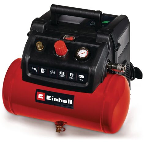 Einhell Compresseur à air portatif TC-AC 190/6/8 OF (1100 W, Pression 8bar, Débit d'aspiration 190 l/min, Moteur sans huile)