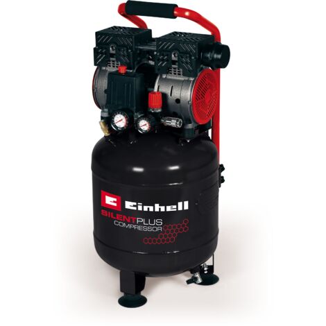 Einhell Compresseur à air silencieux TE-AC 270/50 Silent Plus (750W, Cuve de 24 L, Pression 8bar, Débit d'aspiration 135l/min, Moteur sans huile, Réducteur de pression)