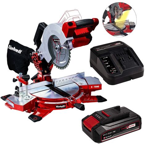 Einhell Cordless 18v Mitre Saw 210mm Power X-Change TE-MS 18/210 1x2.5ah Battery