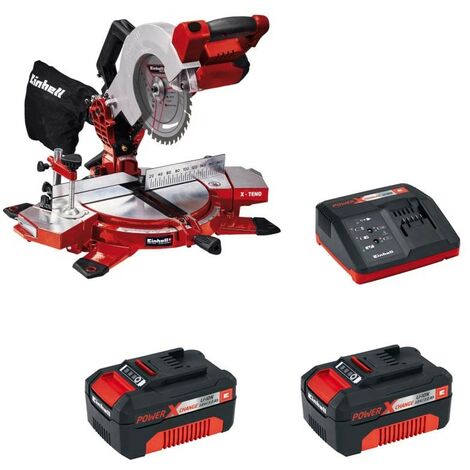 Einhell Cordless 18V Mitre Saw Power X Change +X2 3ah Batteries TE-MS 18/210 LI