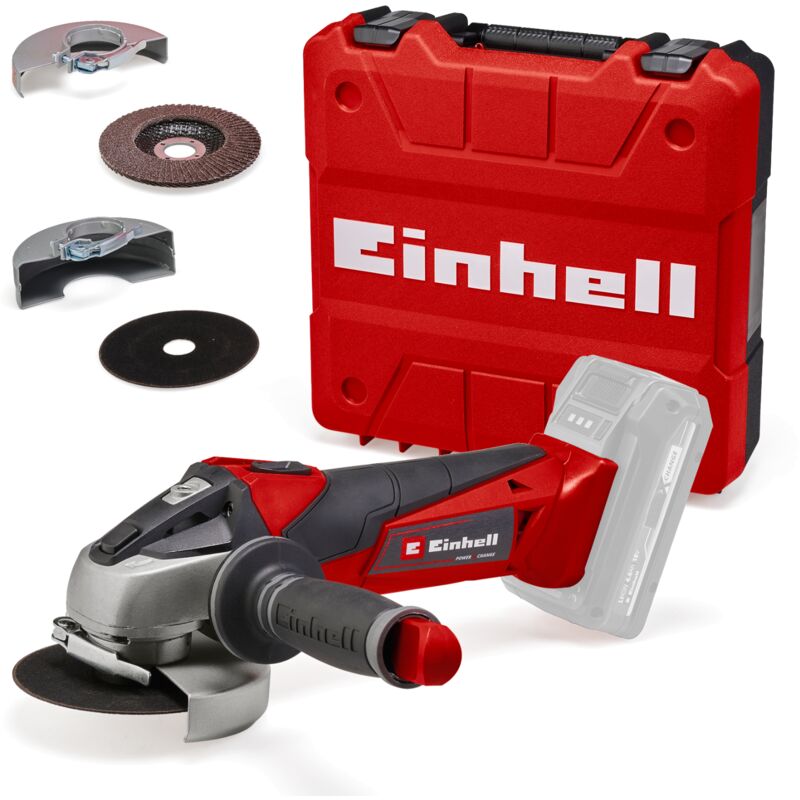 Cordless Angle Grinder 115mm 18V With Case Discs te-ag 18/115 body only - Einhell