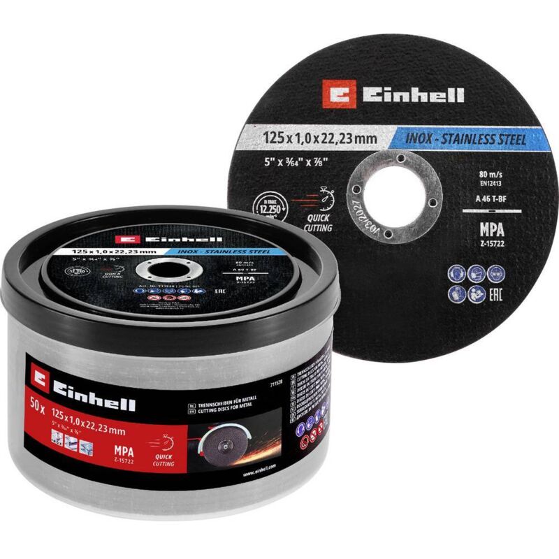Einhell 711528 Jeu de disque à tronçonner 125 mm 50 pc métal acier inoxydable acier Tôle