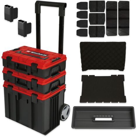 Einhell E-Case 3 PC Tower Rolling Mobile Tool Storage Box Trolley Modular Cases
