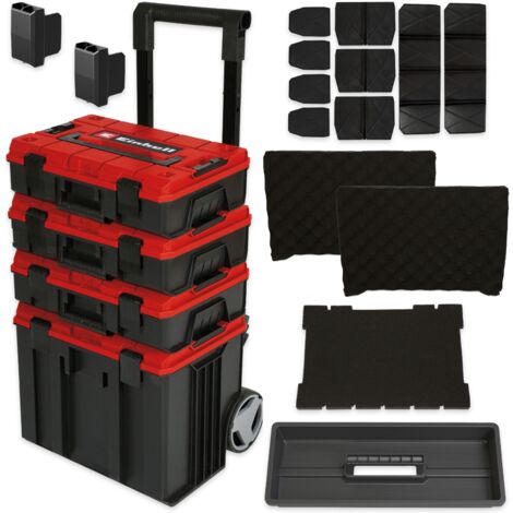Einhell E-Case 4 PC Tower Rolling Mobile Tool Storage Box Trolley Modular Cases