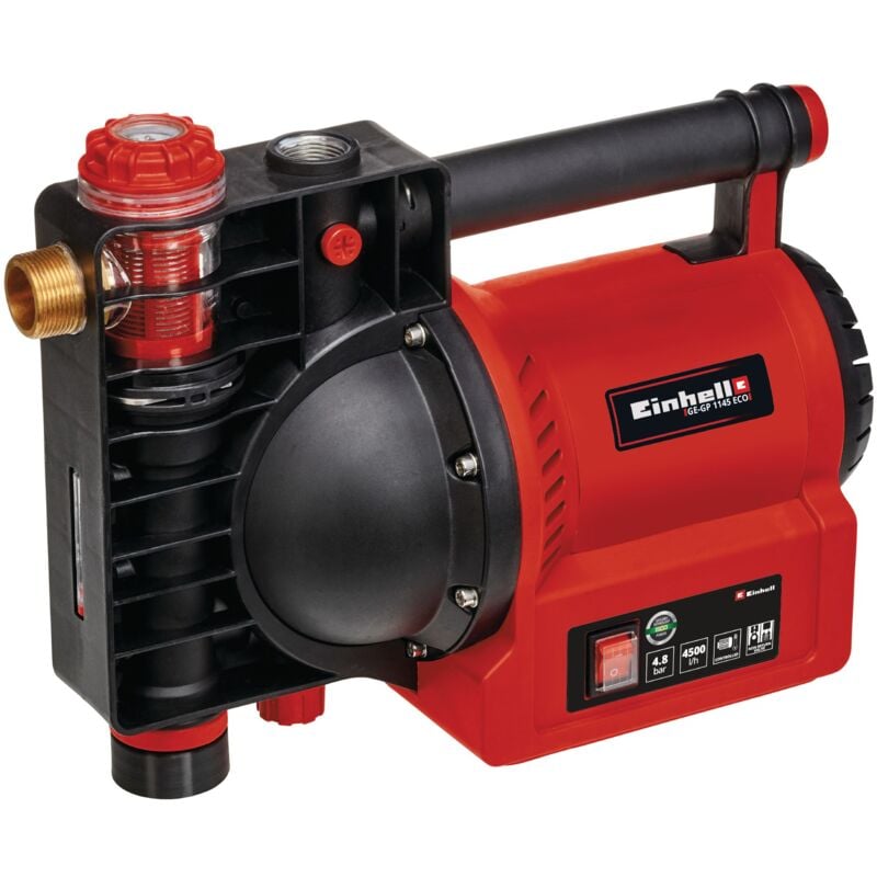 Einhell - Pompe d'arrosage ge-gp 1145 eco (1100 w, indicateur de niveau d'eau/d'encrassement/d'aspiration, bouchon de remplissage, pré-filtre avec