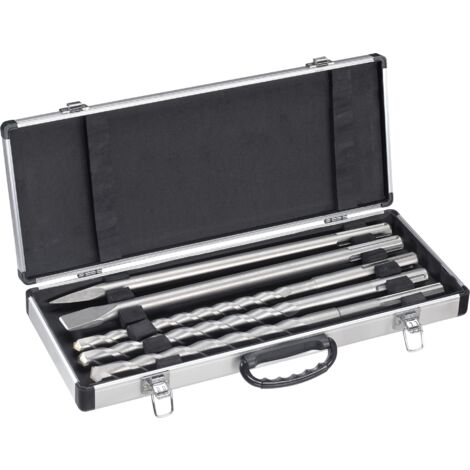 Einhell Jeu de 5 forets et burins pour marteaux perforateurs à mandrin SDS-max (forets Ø 18 à 25 mm, burin plat, pointeau)