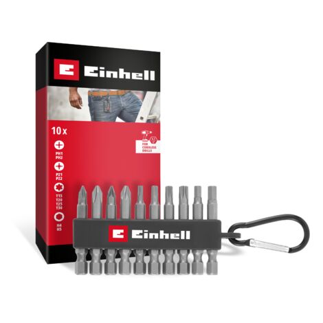 Einhell Karabiner Bit Set 10tlg 118623 Bit-Set  1/4" (6.3 mm), PH, PZ, TORX, Sechskant